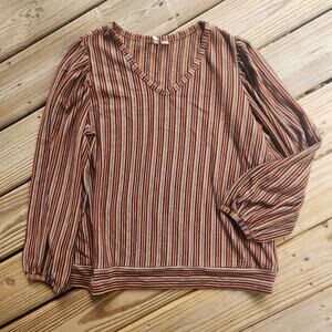 Cato Est 1946 Stripped Top Womens 14 16 Wide Feminine Harvest Fall Autumn